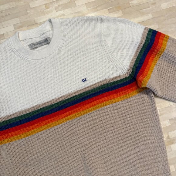 Outerknown Nostalgic Sweater Men’s Size Medium Striped Knit Crewneck 70's - Picture 3 of 5